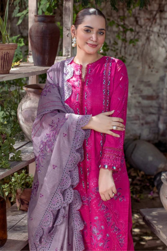 Ladies Unstitched Embroidered Lawn Suit by Marjjan