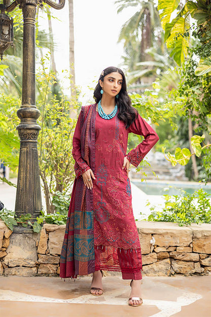 Dr.Haris Embroidered Doriya 3 piece suit With Fancy Shawl - Winter