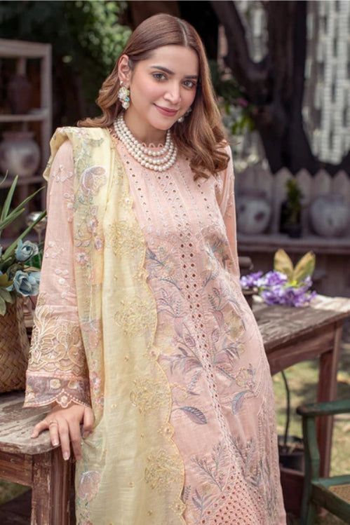 Ladies Unstitched Embroidered Lawn Suit by Marjjan