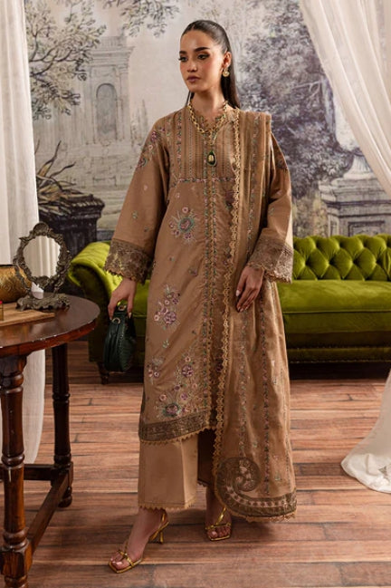 Ladies Unstitched Embroidered Karandi Suit by Marjjan - Winter