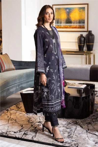 Ladies Printed And Embroidered Lawn Suit By Nureh