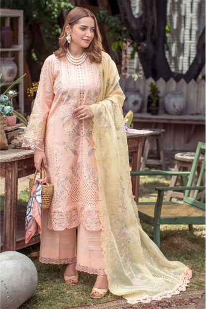 Ladies Unstitched Embroidered Lawn Suit by Marjjan