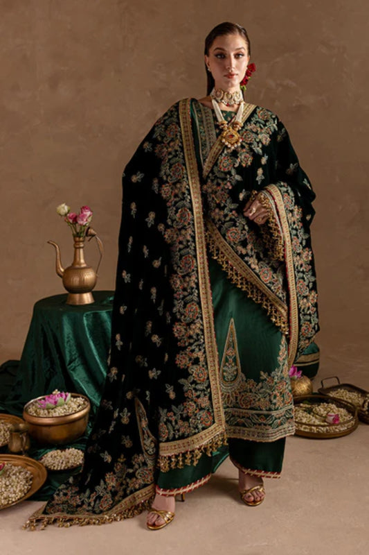 Marjjan Velvet Embroidered 3 Piece Suit - Winter