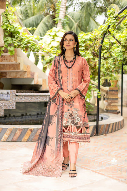 Dr.Haris - Riwayat Unstitched Digital Printed Chambrey 3 Piece Suit - Winter