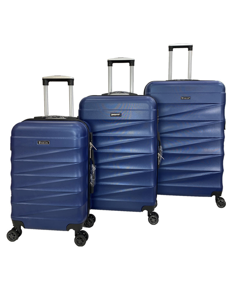Modern Textured 3 Piece Trolley Luggage Set in Blue Color
