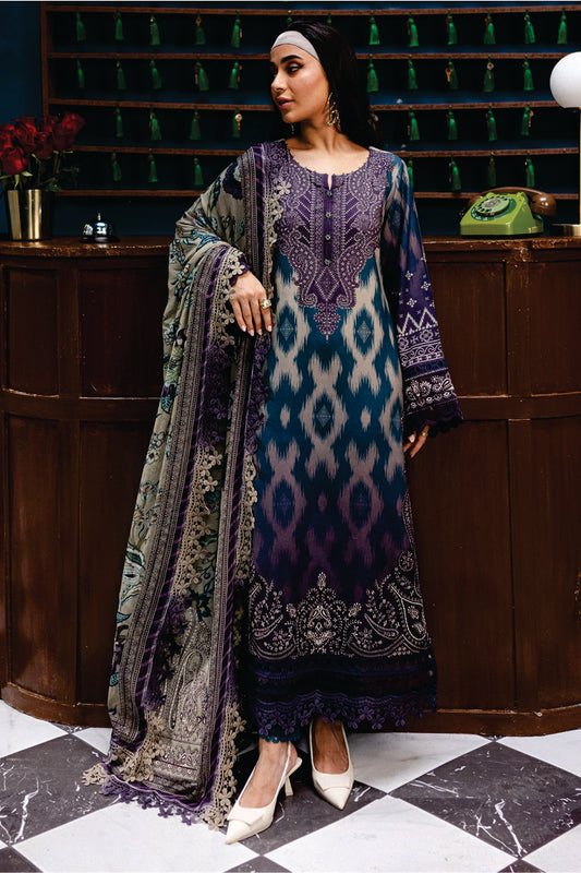 Nureh Embroidered Unstitched Printed Slub Linen Suit - Winter