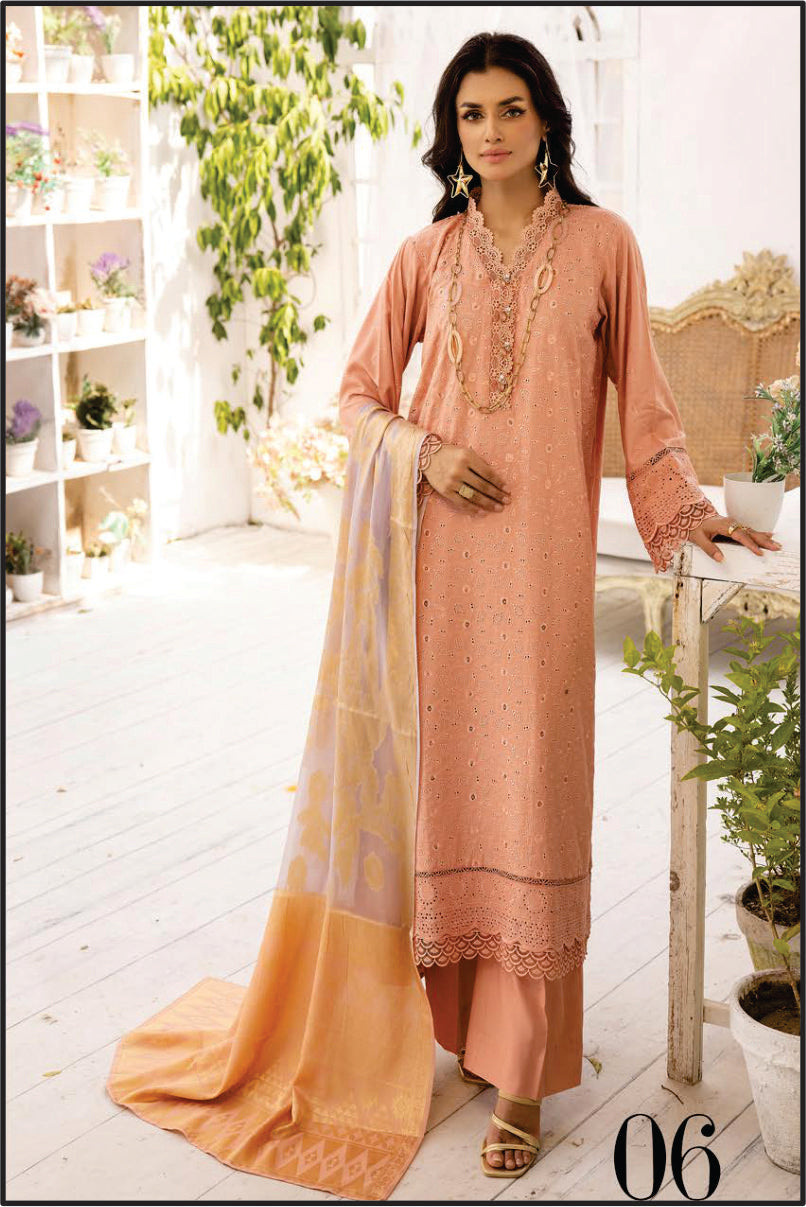 Ladies Unstitched Chikankari Suit Pearl By Riaz Arts