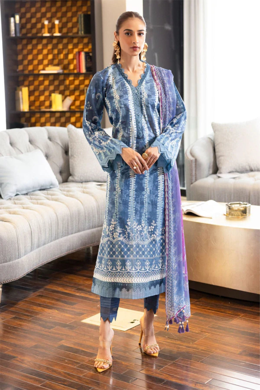 Ladies Printed And Embroidered Lawn Suit By Nureh