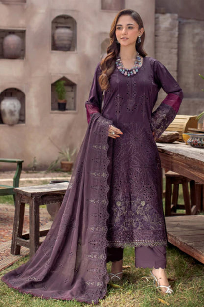 Ladies Unstitched Embroidered Lawn Suit by Marjjan