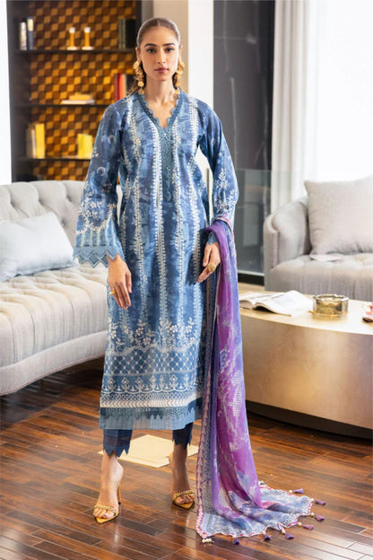 Ladies Printed And Embroidered Lawn Suit By Nureh