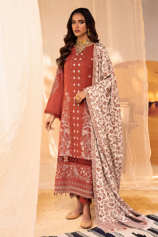 Nureh 3pc EMBROIDERED DHANAK with WOOL SHAWL Suit - Winter