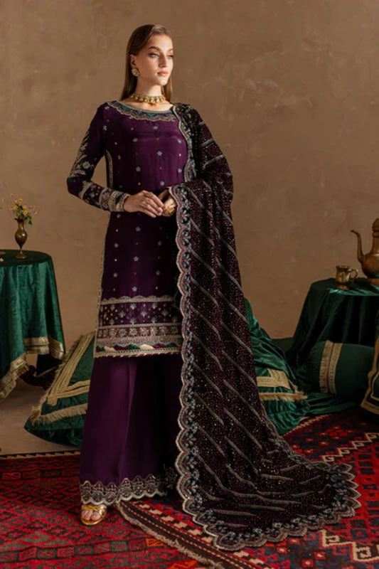 Marjjan Velvet Embroidered 3 Piece Suit - Winter