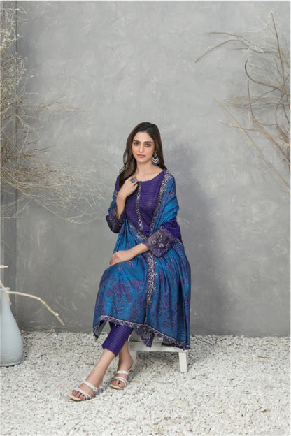 Tawakkal Dimah Embroidered Zari Khaddar Suit - winter 2024