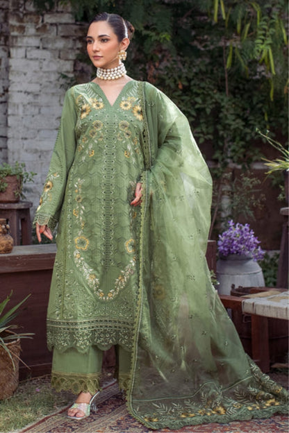 Ladies Unstitched Embroidered Lawn Suit by Marjjan