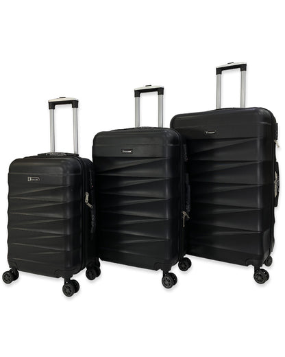 Modern Textured 3 Piece Trolley Luggage Set in Black Color
