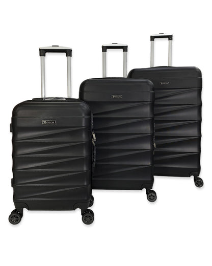Modern Textured 3 Piece Trolley Luggage Set in Black Color