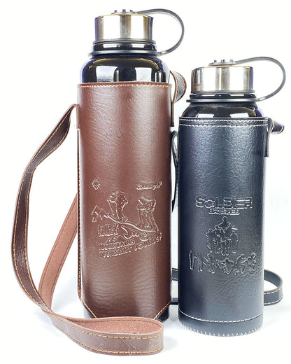 Insulated Leather Cover Water Bottles