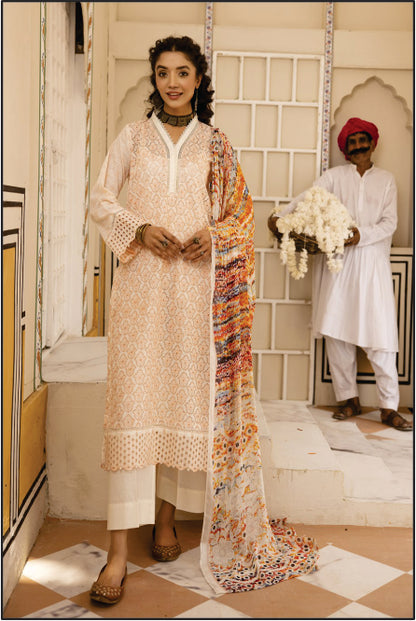 LADIES EMBROIDERED LAWN CHUNRI SUIT BY MAHEES