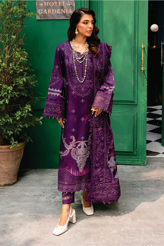 Nureh Embroidered Unstitched Printed Slub Linen Suit - Winter