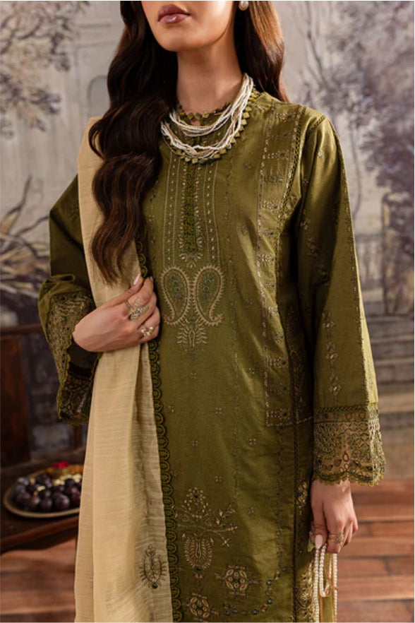 Ladies Unstitched Embroidered Karandi Suit by Marjjan - Winter