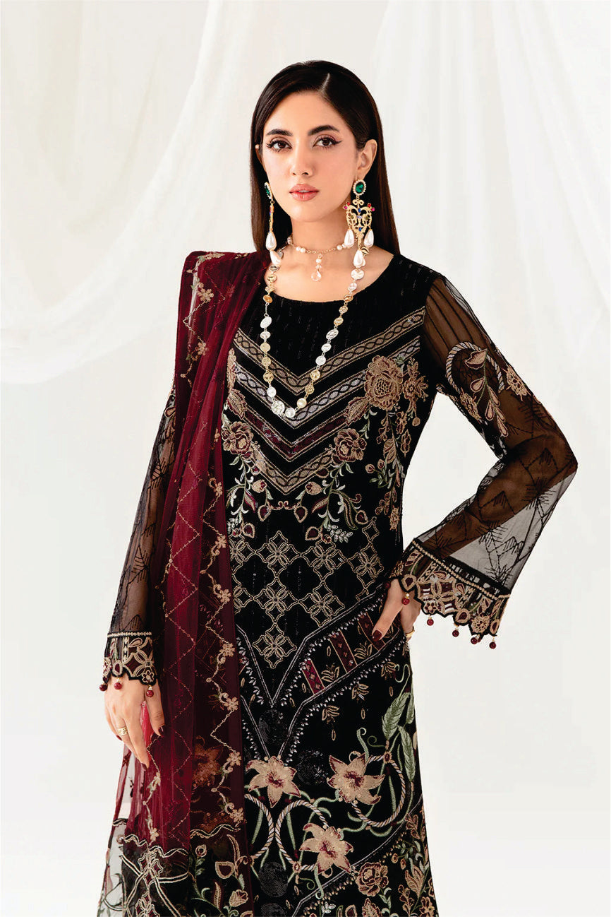 Ladies EMBROIDERED Chiffon Suit RANGOON by Ramsha