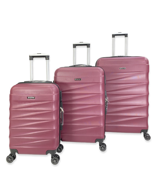 Modern Textured 3 Piece Trolley Luggage Set in Wine Red Color