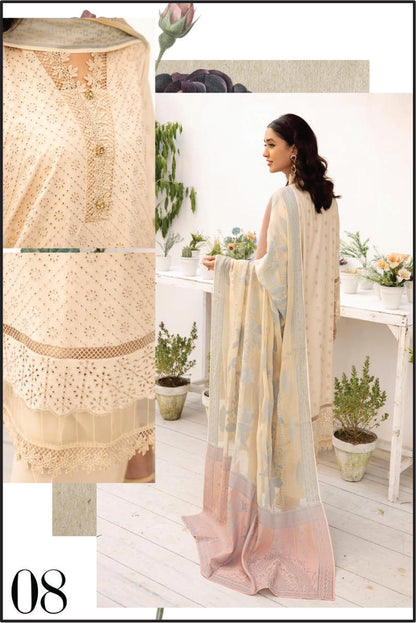 Ladies Unstitched Chikankari Suit Pearl By Riaz Arts