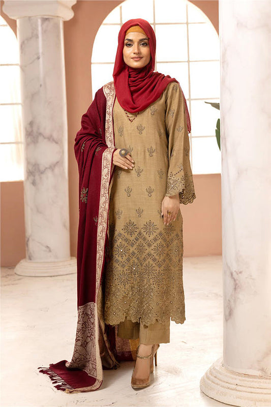 Gul e Zarki Embroidered Whool Touch Pashmina with Kingarri Shawl by Riaz art