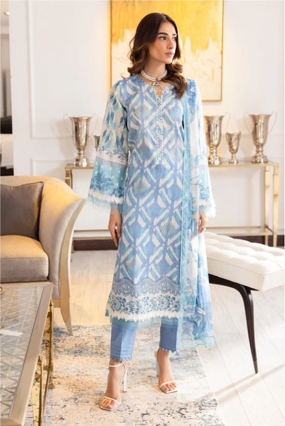 Ladies Printed And Embroidered Lawn Suit By Nureh