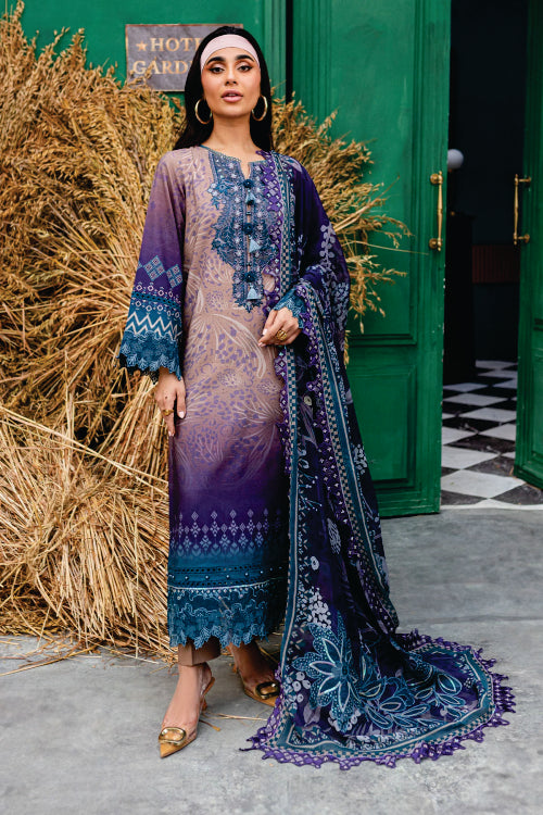 Nureh Embroidered Unstitched Printed Slub Linen Suit - Winter