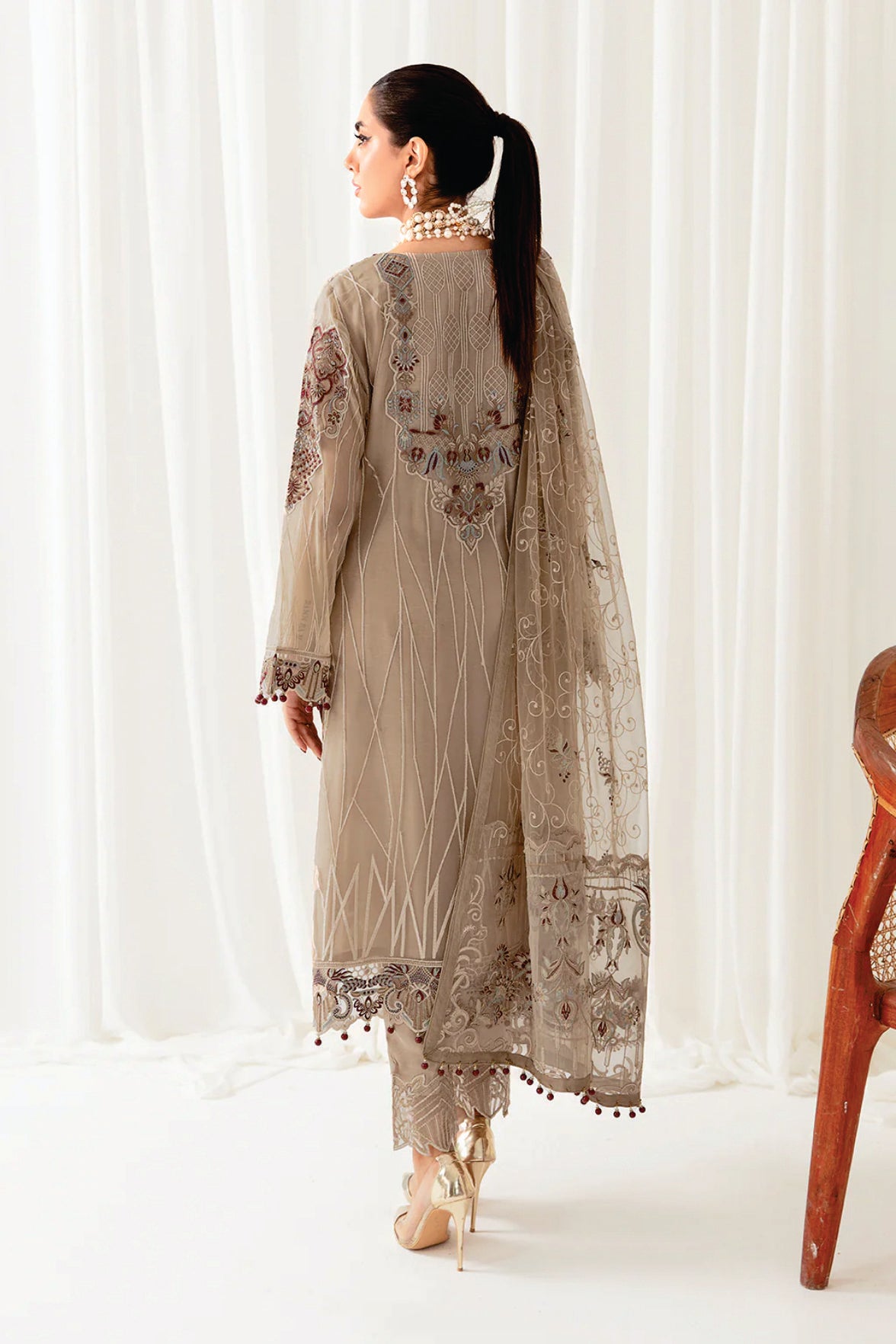 Ladies EMBROIDERED Chiffon Suit RANGOON by Ramsha