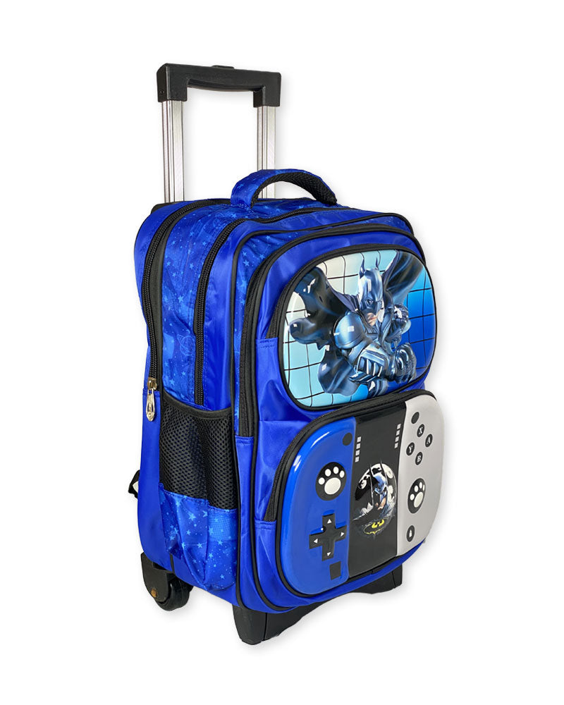 Batman Trolley Bag with Gamepad Design 3-Wheel School Bag