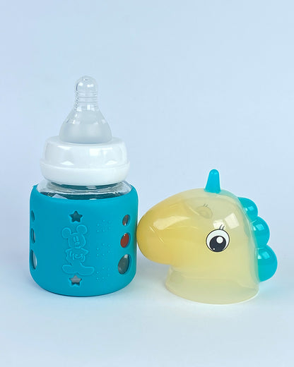 Unicorn Baby Feeder Bottle Glass Bottle with Silicone Grip and Fun Character Cap