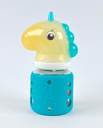 Unicorn Baby Feeder Bottle Glass Bottle with Silicone Grip and Fun Character Cap