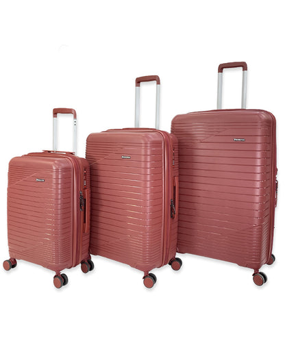 Stylish Rose Red Soft Shell Trolley Luggage Set for Travel