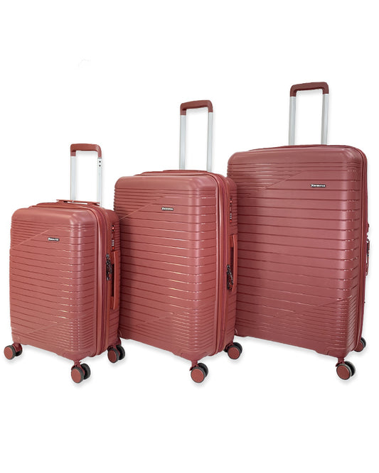 Stylish Rose Red Soft Shell Trolley Luggage Set for Travel
