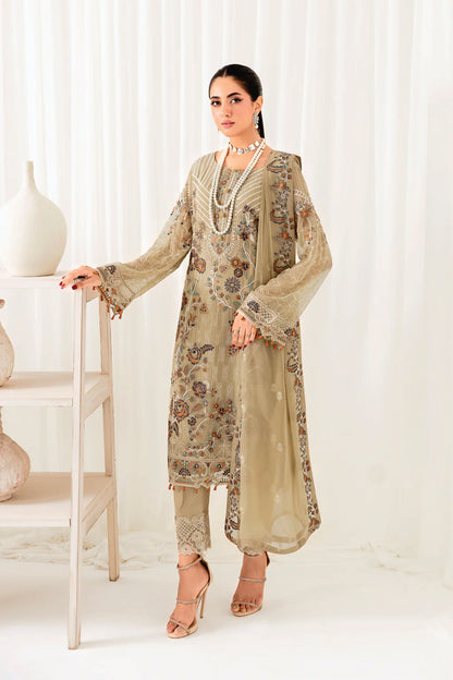 Ladies EMBROIDERED chiffon Suit Rangoon by Ramsha