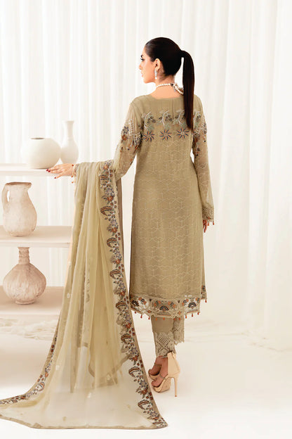 Ladies EMBROIDERED chiffon Suit Rangoon by Ramsha