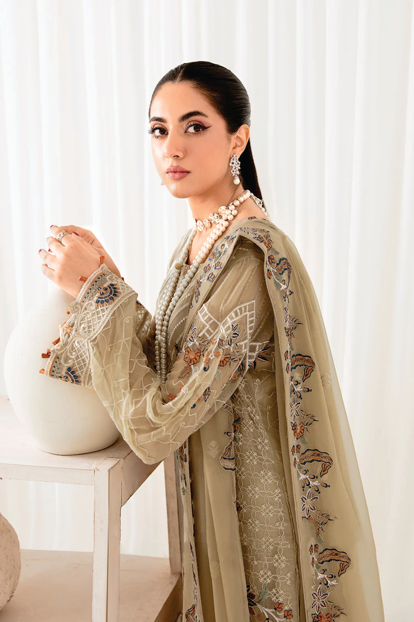 Ladies EMBROIDERED chiffon Suit Rangoon by Ramsha