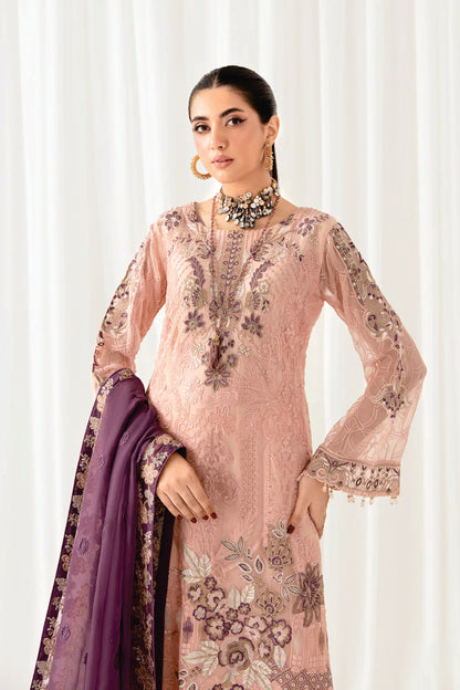 Ladies EMBROIDERED Chiffon Suit Rangoon by Ramsha