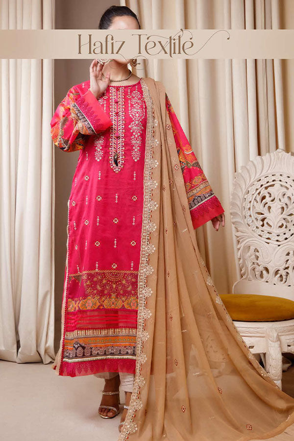 Ladies EMBROIDERED LAWN SUIT by Faryal Hussain Lawn